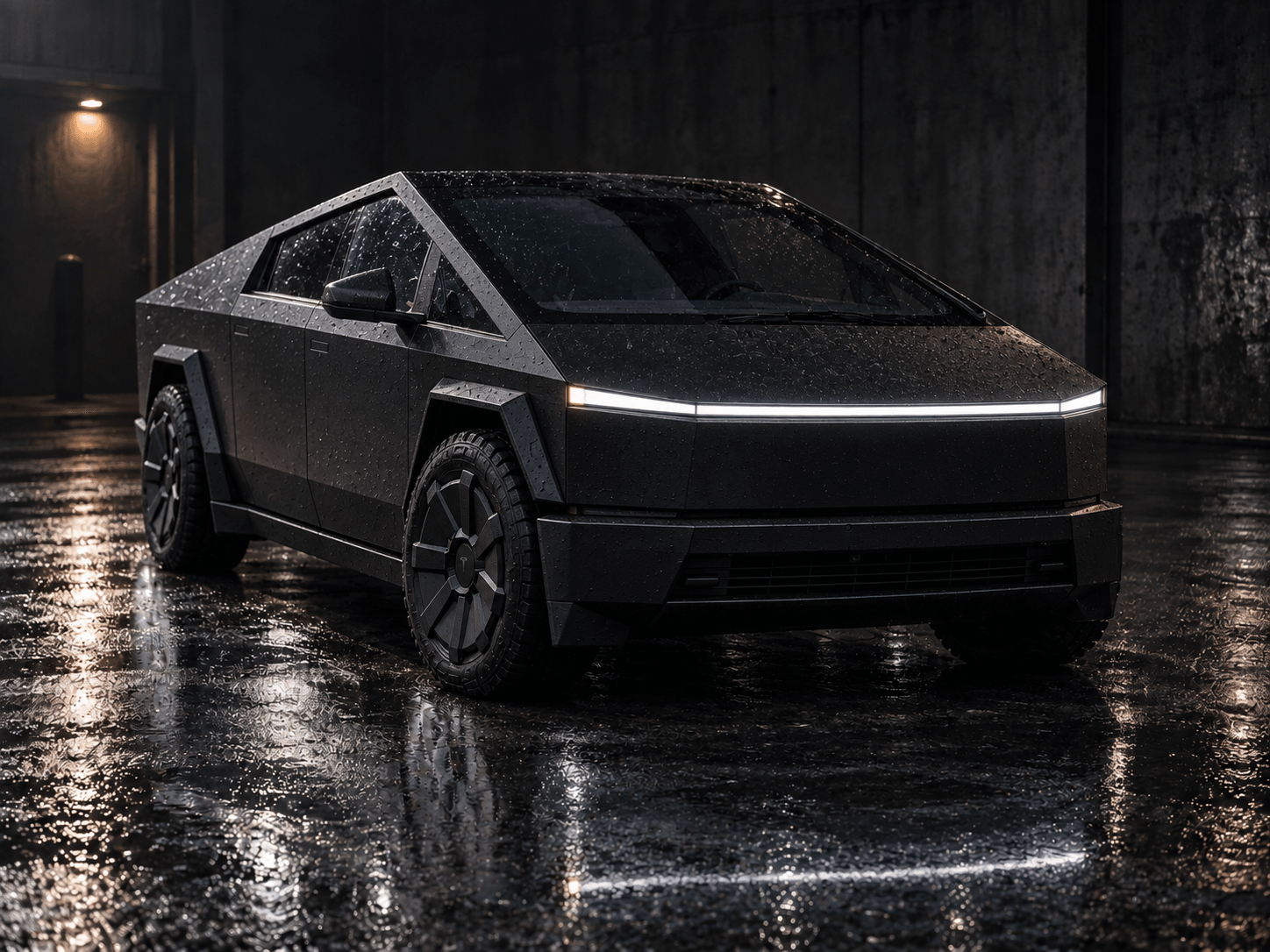 Tesla Cybertruck wrapped in matte black vinyl by Flawda Wraps in Orlando